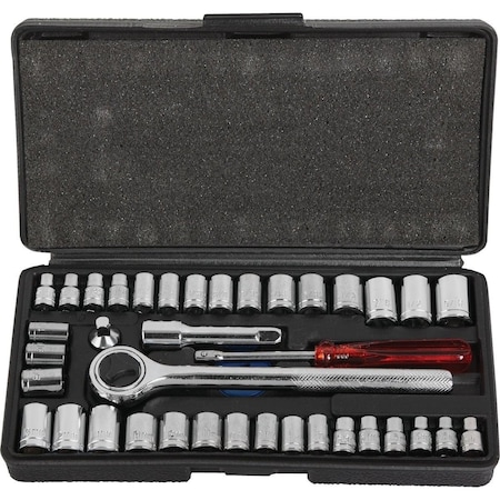 All-Source Standard/Metric 1/4 In. and 3/8 In. Drive Combination Ratchet & Socket Set 40-Piece 344400